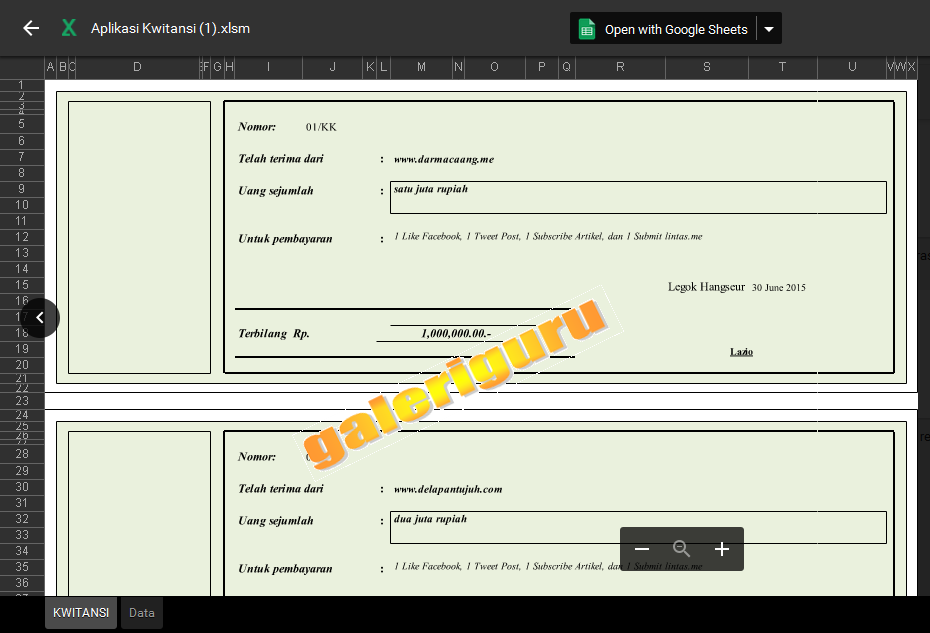 Cetak Kwitansi Format Excel Sederhana Dan Simple Otomatis
